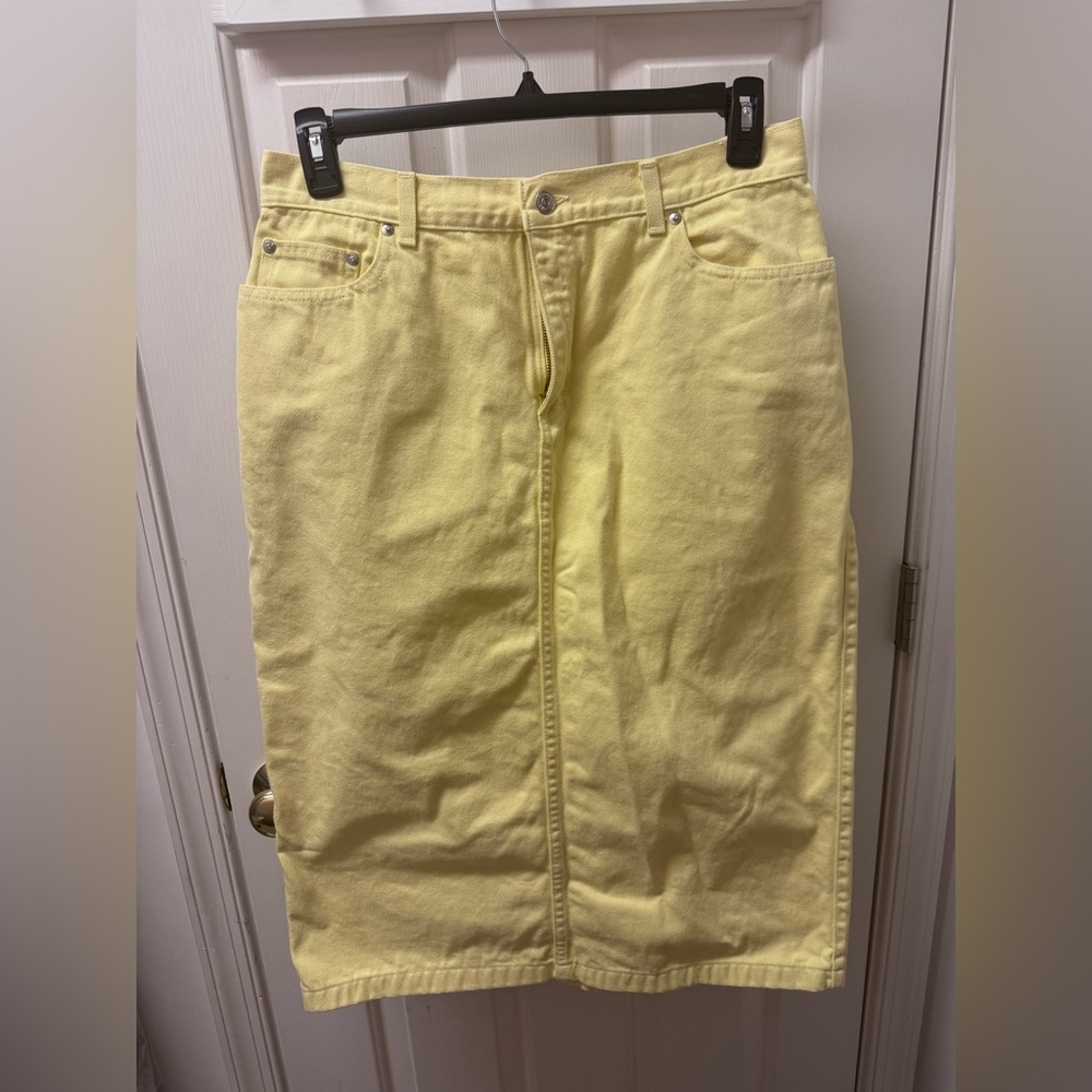 Vintage Ralph Lauren Yellow Cotton Denim skirt (fits SMALL)